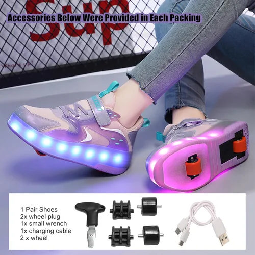 Miniatura 40 de Tenis con ruedas para niños y niñas, tenis deportivos recargables con luz LED para principiantes, el mejor regalo