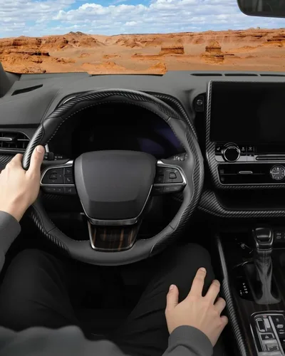 Miniatura 3 de Funda de volante personalizada de fibra de carbono West Llama para Toyota Rav4 Corolla Camry Highlander Prius, cubierta de volante de 3 piezas