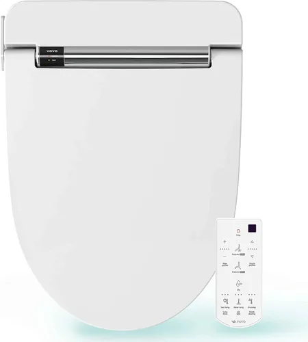 Miniatura 9 de VOVO VB-3100SR - Asiento de inodoro redondo para bidé, agua caliente, luz LED, asiento climatizado, color blanco, secador, boquilla de acero