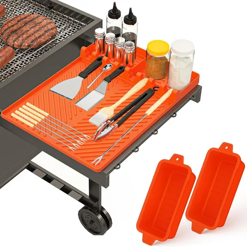 Accesorios de plancha para Blackstone – Alfombrilla de silicona Blackstone y forros de taza de grasa (paquete de 2) – Se adapta a planchas de 17,
