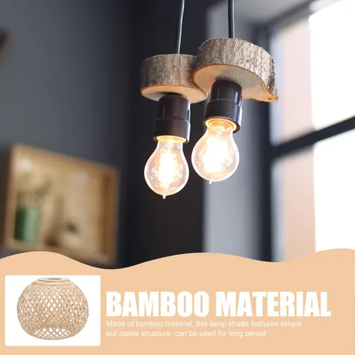 Miniatura 6 de Lámpara colgante de bambú tejida grande, cubierta de luz colgante de arpillera, lámpara de techo rústica