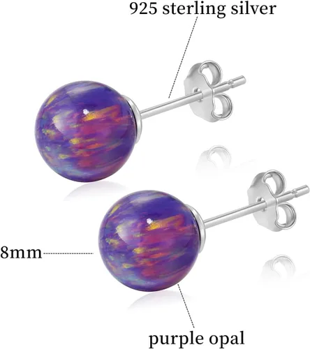 Miniatura 75 de Natural Stone Stud Earrings for Women 8mm Sterling Silver Genuine Gemstone Earrings Handmade Sterling Silver Crystal Stud Earrings for Women