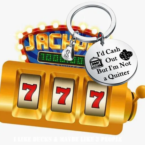 Miniatura 7 de PLITI Llavero de máquina tragamonedas para regalo de casino, regalo para amantes del casino, regalo para jugadores, I'd Cash Out But I'm Not A