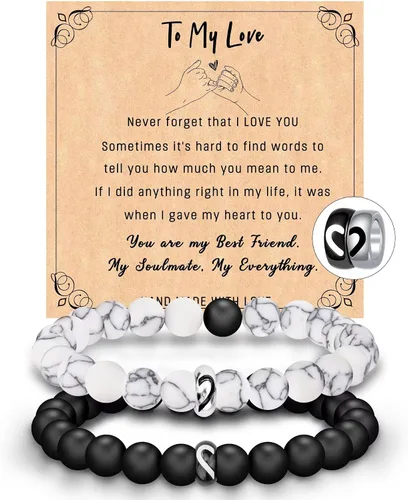 Regalos románticos de aniversario para mujeres y hombres, pulseras a juego regalos para parejas, novio, novia, mi amor, prometido, recién casado,