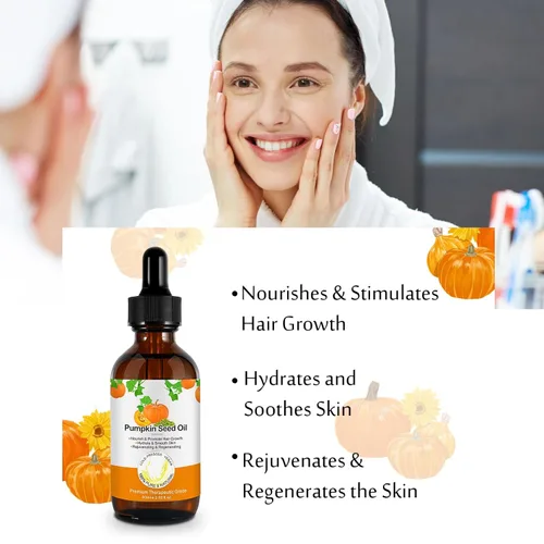 Miniatura 4 de Aceite de semilla de calabaza para el crecimiento del cabello, puro y natural, prensado en frío, hidratante y reparador de cabello seco y dañado