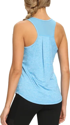 CNJUYEE - Tops de entrenamiento para mujer ropa de gimnasio deportes atléticos para correr camisetas de malla sin mangas para entrenamiento y yoga