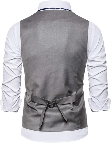Miniatura 3 de DONGD Chaleco de traje formal para hombre, chaleco de vestir de negocios para traje o esmoquin