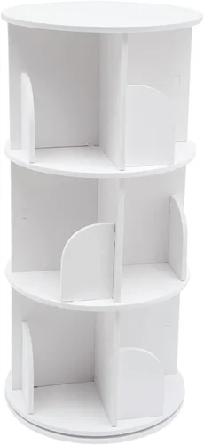 Miniatura 4 de Estantería giratoria, estantería giratoria de 3 niveles de 360°, de PVC, madera y plástico, organizador apilable, gabinete de exhibición