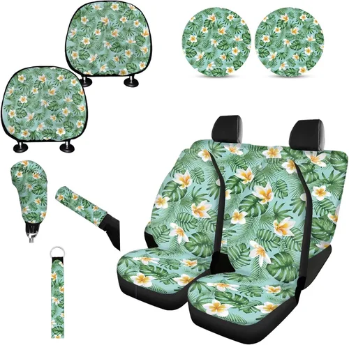 Miniatura 23 de Forchrinse Bee - Juego de fundas para asiento delantero y trasero con funda para palanca de cambios de freno de mano, funda para reposacabezas