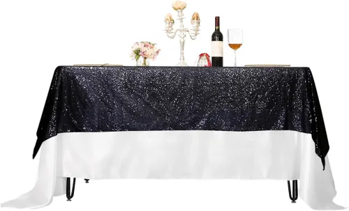 Miniatura 199 de PartyDelight Mantel de lentejuelas redondo de 50 pulgadas, color dorado claro, adorno de mesa para decoración de bodas, fiestas, cumpleaños