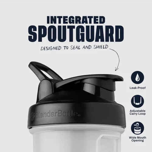 Miniatura 2 de BlenderBottle Classic V2 - Botella mezcladora para batidos de proteínas y entrenamiento previo, 45 onzas, color transparente/negro 2-Claro/Negro
