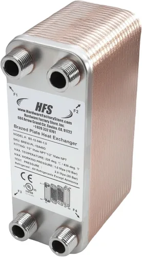 Miniatura 6 de HFS (R) 40 placas de acero inoxidable 304 Homebrew Beer Wort Chiller intercambiador de calor, 7.5 "x 2.9", 1/2" x 1/2" macho NPT, sistema