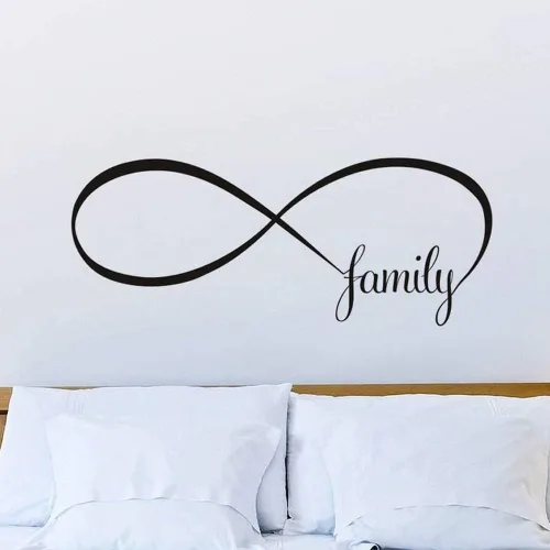 Calcomanía familiar – Adhesivo de vinilo para pared, mural familiar para habitación de niños, cita motivacional, hermoso corazón para siempre, 12