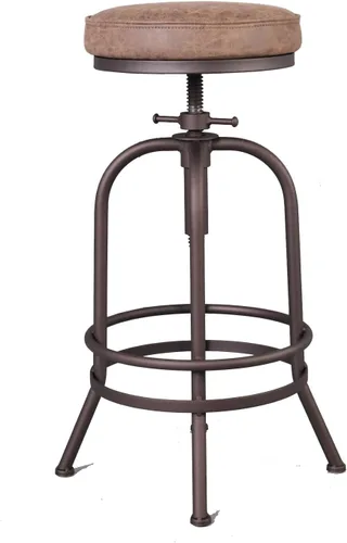 Miniatura 4 de Taburete de bar industrial, de 26 a 32 pulgadas, ajustable, giratorio, de piel sintética, taburete de bar con reposapiés, para cocina, comedor, pub