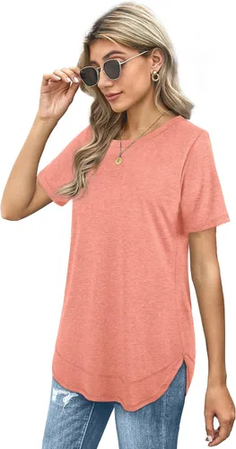 Miniatura 3 de Dofaoo Camisetas de verano para mujer, ajuste holgado, plisado, cuello cuadrado, dobladillo curvado, tallas S-2XL
