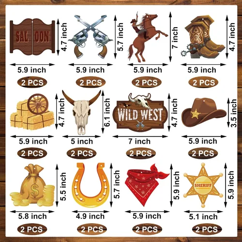 Miniatura 3 de 26 Piezas de Decoraciones de Fiesta del Oeste Banderines de Vaquero del Oeste Espirales Colgantes Banderines del Salvaje Oeste Serpentinas de Techo
