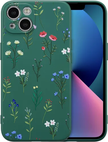Miniatura 47 de RALEAVO Funda Floral para iPhone 12, Cubierta de Silicona Líquida con Bonito Patrón de Rama de Flores para Niñas y Mujeres, Funda Protectora de Goma