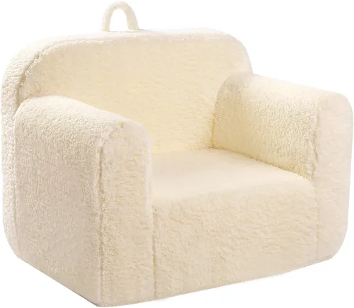 Miniatura 13 de MOMCAYWEX Silla de sherpa suave y cómoda para niños, silla de espuma para niños y niñas, color gris claro