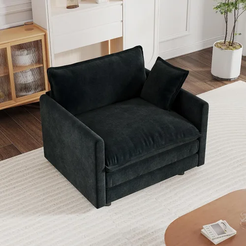 Miniatura 11 de mikibama Sofá de una plaza de 41.4 pulgadas, sillón cómodo tapizado profundo de chenilla con almohada decorativa para sala de estar, dormitorio