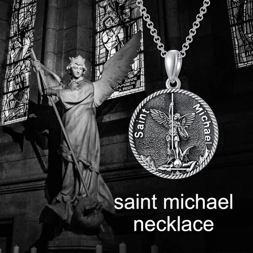 Miniatura 6 de 925 Sterling Silver Poseidon TridentBaphomet HornedValnkutSpartan WarriorSt MichaelChristopherGeorge Necklace The Archangel Protection Amulet