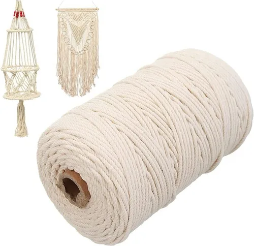 Miniatura 41 de Cordón de algodón para macramé, hilo torcido de 4 capas, cuerda de algodón natural, suministros perfectos de macramé, para hacer soportes colgantes