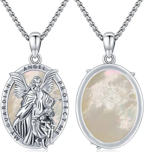 Miniatura 2 de Collar con colgante de San MiguelSan CristóperSan SebastiánGuadalupeÁngel de la GuardaSanta MuerteJudeJoseph para hombres y mujeres, plata de ley