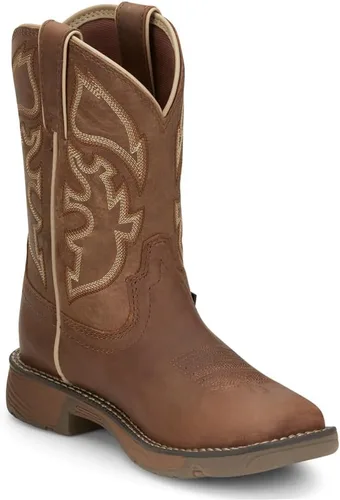 Miniatura 2 de Justin Boots Niños Niños Rush Punta Cuadrada Casual Botas Mid Calf - Marrón