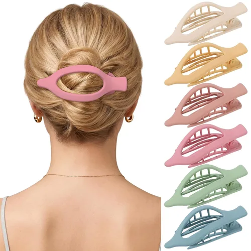 Miniatura 22 de Pinzas de pelo planas francesas para mujer, 6 pinzas planas para cabello fino y grueso, agarre fuerte, agarre antideslizante, pinzas para el cabello