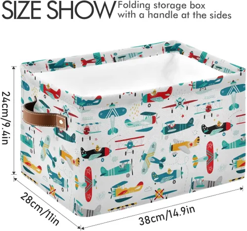 Miniatura 3 de Cesta de almacenamiento, cubo de caricaturas, avión helicóptero, caja de almacenamiento grande plegable para juguetes, contenedor organizador