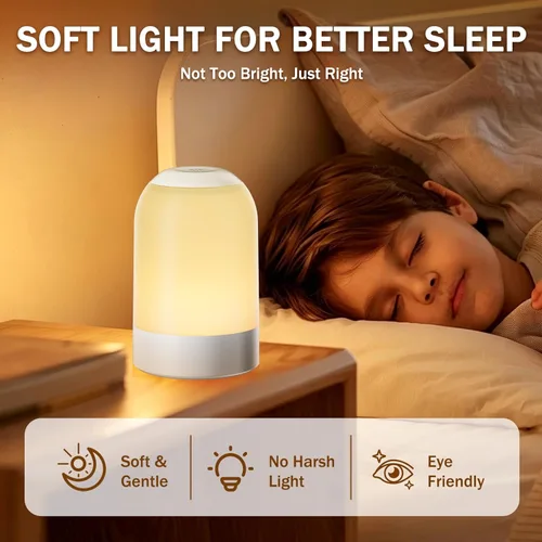 Miniatura 2 de Luz nocturna táctil de mesita de noche, luz nocturna de guardería para bebés para niños y adultos, luz de huevo con temporizador, lámpara de mesa