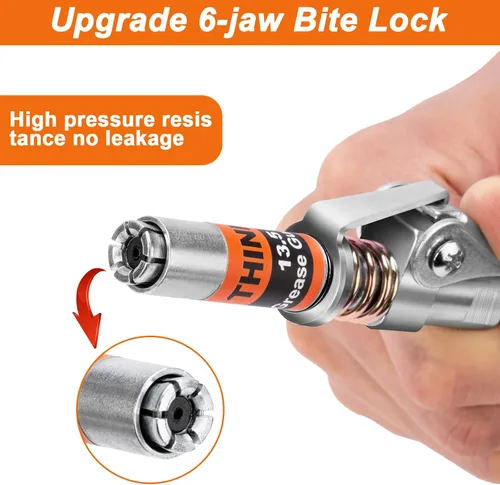 Miniatura 7 de THINKWORK Juego de acoplador de pistola engrasadora, acopladores de pistola engrasadora con bloqueo fuerte con adaptador de acoplador de grasa