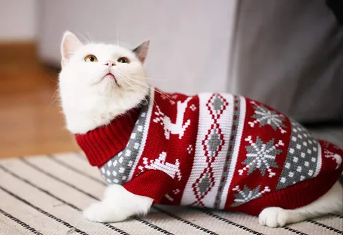 Miniatura 4 de Suéteres de Navidad para perros, ropa de invierno para mascotas, ropa de Navidad, abrigos cálidos clásicos, renos, copos de nieve, suéter de rombos