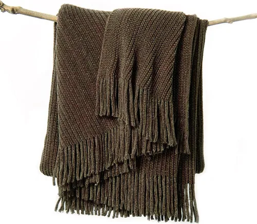 Miniatura 13 de lifein Manta de felpilla de 50 x 60 pulgadas, suave manta de punto bohemio para sofá, acogedora decoración de casa de campo, manta ligera para todas