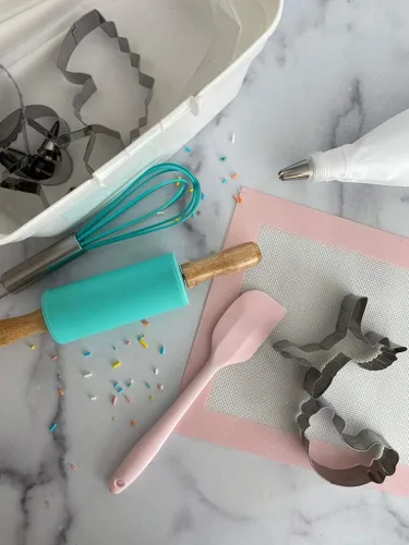 Miniatura 4 de Juego de hornear de unicornio mágico para niños, kit completo de hornear con delantal, herramientas y recetas