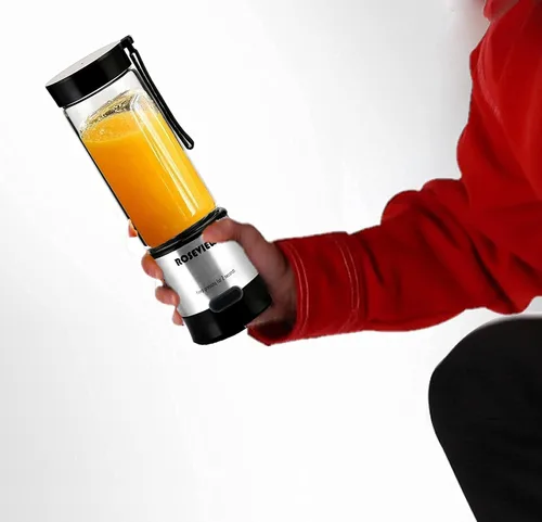 Miniatura 5 de Batidora portátil para batidos ROSEVIEW Botella de vidrio recargable por USB, mini batidos de hielo de mano, vaso de 2 mezclas, exprimidor