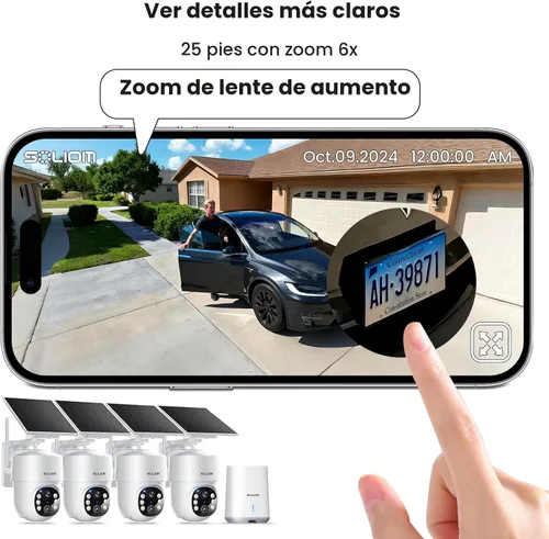Miniatura 9 de SOLIOM - Cámaras de seguridad de 5MP inalámbricas para exteriores, sin suscripción y alimentadas por energía solar, 4 cámaras para seguridad