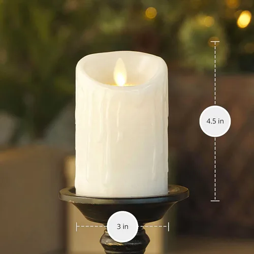 Miniatura 7 de Luminara - Vela LED sin llama con goteo de cera, blanca, 7.6 cm x 11.4 cm, con función de temporizador, base de cera verdadera, funciona con Blanco
