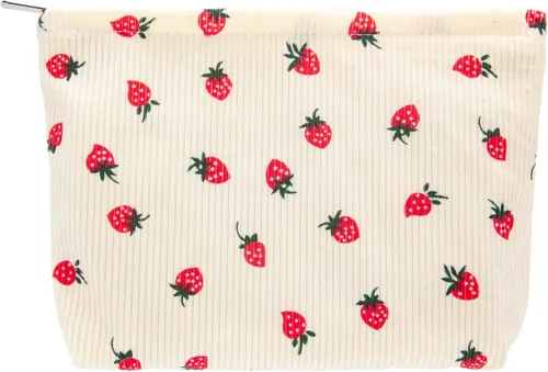 Miniatura 75 de Pazimiik Bolsa de maquillaje floral, grande, de algodón, con cremallera para bolsa de viaje, organizador de maquillaje de lona para mujeres, Algodón