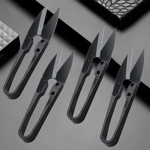 WUTA 10 tijeras de corte de acero negro en forma de U, tijeras de metal antioxidante para bricolaje, artesanía en cuero, suministros para el hogar