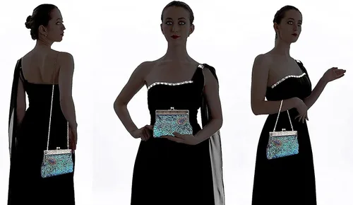Miniatura 2 de Adoranda Bolso de noche vintage de los años 20 bolso de mano para mujer cadena de lentejuelas para novia bolso de hombro para boda y fiesta azul