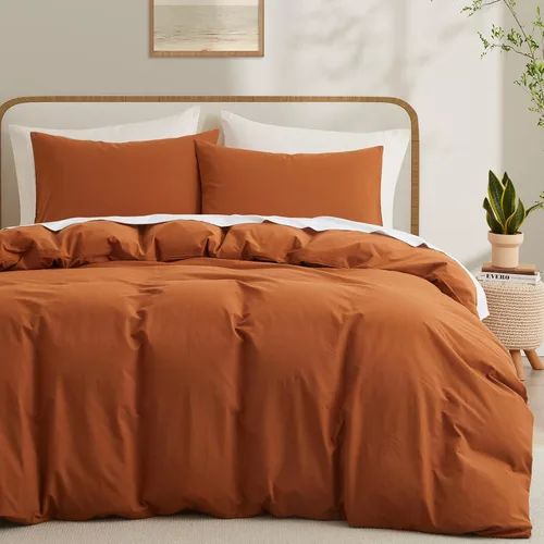 Miniatura 11 de LOVQUE Funda de edredón de algodón verde oliva, tamaño King, juego de ropa de cama natural similar al lino con cierre de cremallera (sin edredón)