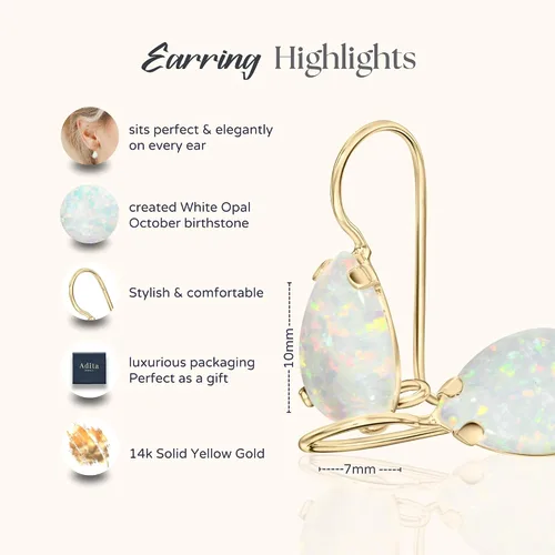 Miniatura 6 de 14K Solid Gold Earrings - Gemstone Earrings for Women - 14K Gold Earrings for Women - Birthstone Earrings - Teardrop Earrings for Women - Gold