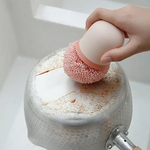 Miniatura 4 de 4 cepillos para platos de olla con mango redondo, repuesto para cacerola, fregadero, fregadero, cepillo de limpieza