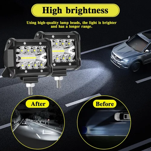 Miniatura 4 de WINBANG Luces LED de 4 pulgadas, 60 W, módulos de luz de trabajo cuadrados de 12 V 24 V, barra de luces LED antiniebla/conducción/luz todoterreno