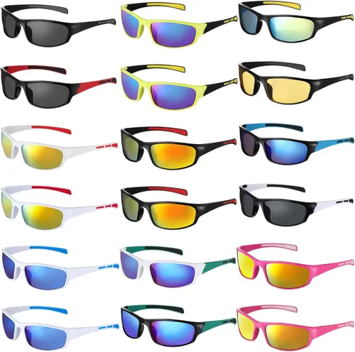 Leumoi 18 pares de gafas de sol deportivas tácticas para correr, gafas de sol para conducción, gafas de motocicleta para hombres, mujeres y jóvenes