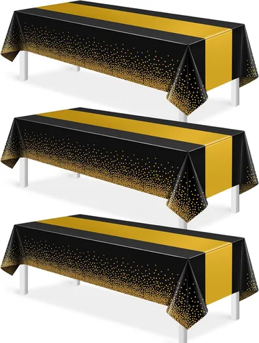 Miniatura 22 de MASHAN 1 mantel negro y azul para decoración de fiesta, mantel de plástico negro impreso azul, funda rectangular desechable para cumpleaños, boda