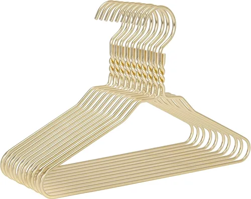 Miniatura 14 de Hermosas perchas de metal de aluminio dorado para colgar abrigos resistentes (tamaño adulto)