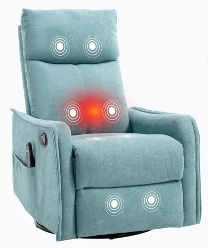 Miniatura 14 de PELUMY Silla Reclinable Mecedora Giratoria 360 para Adultos, Silla Mecedora de Guardería con Calor y Masaje, Silla Reclinable Deslizante para Beige