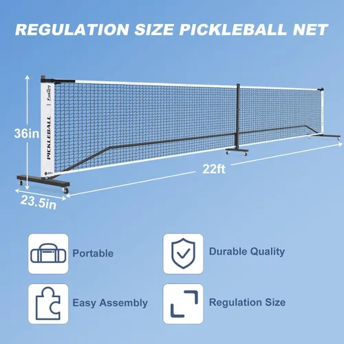 Miniatura 8 de Pickleball Net Set with 4 Fiberglass Paddles, Portable Pickleball Set with 4 Fiberglass Paddles, 6 Balls & Carry Bag, Easy Setup for Driveway