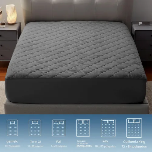 Miniatura 5 de SLEEP ZONE Protector de Colchón Impermeable Almohadilla Twin Lavable a Máquina, Cubrecolchón Transpirable con Bolsillos Profundos, Uso en Todas
